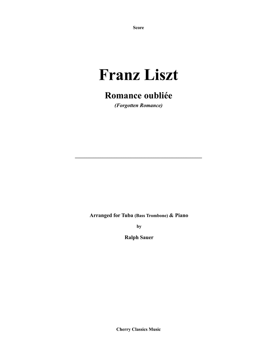 Romance oubliée (Forgotten Romance) for Tuba or Bass Trombone and Piano Bass Trombone scores gallery preview page 1