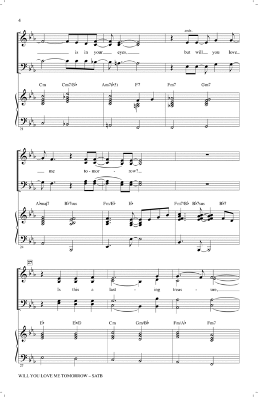 Will You Love Me Tomorrow (Will You Still Love Me Tomorrow) 4-Part scores gallery preview page 3