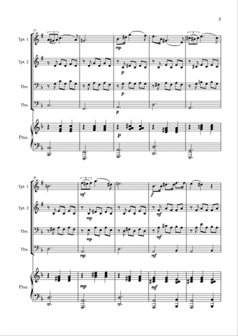 Serenade | Schubert | Brass Quartet | Piano Brass Quartet scores gallery preview page 3