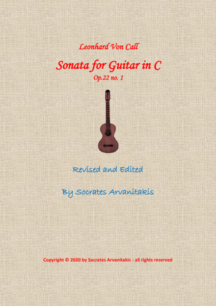 SONATA OP.22 NO.1 in C for Classical Guitar - by Leonhard Von Call image number null