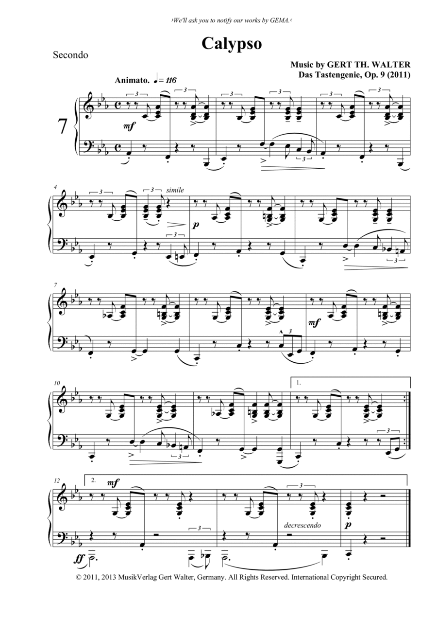 Calypso 1 Piano, 4-Hands scores gallery preview page 1