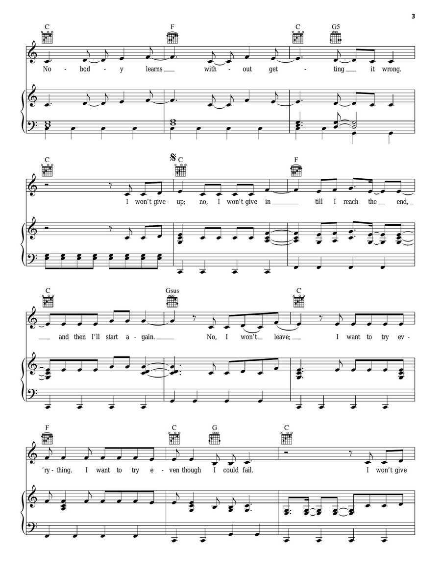 Try Everything (from Zootopia) Piano, Vocal, Guitar scores gallery preview page 3