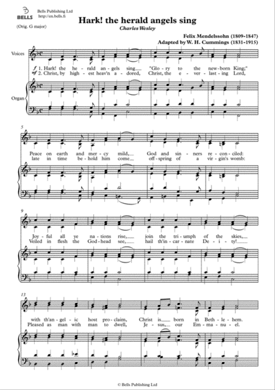 Hark! the herald angels sing (Duet) (F Major) Piano Accompaniment scores gallery preview page 1