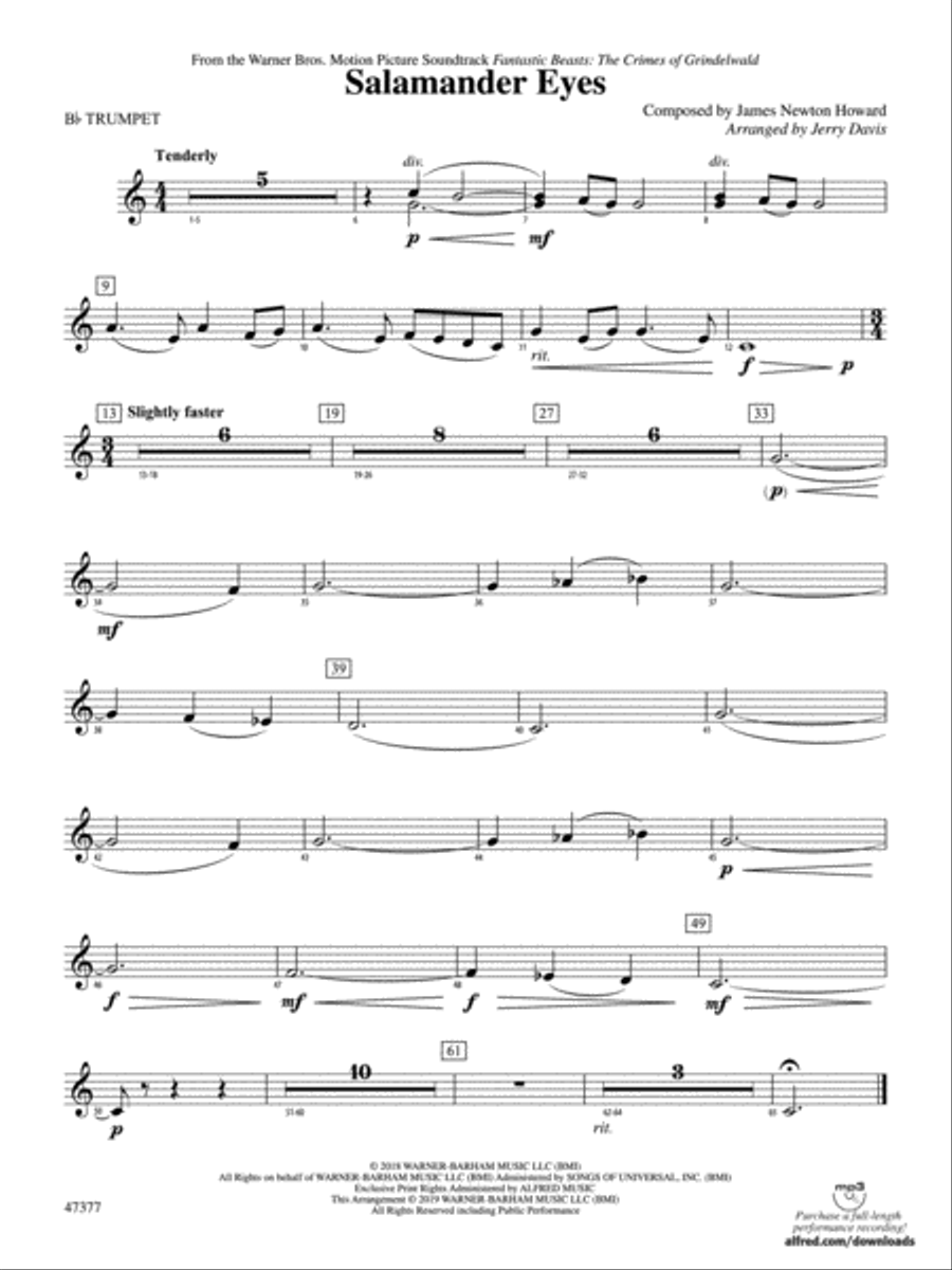 Salamander Eyes: 1st B-flat Trumpet Concert Band scores gallery preview page 1