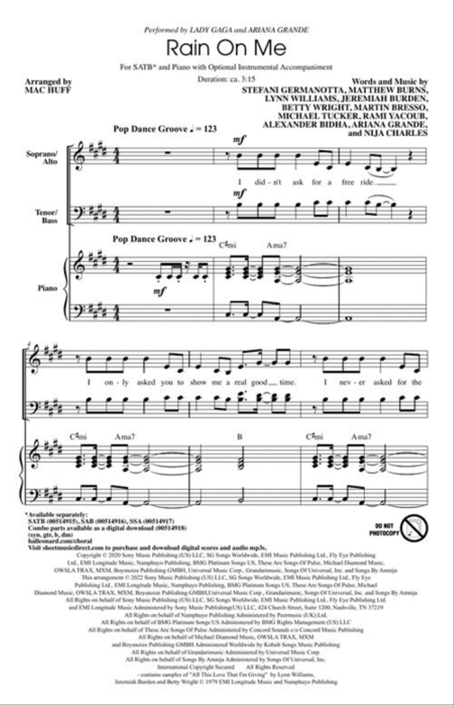 Rain on Me Rain on Me 4-Part scores gallery preview page 3