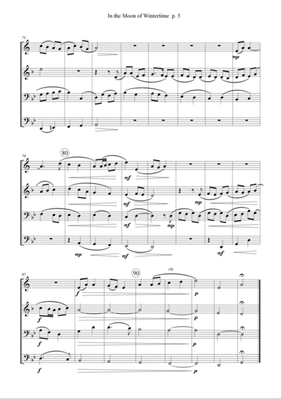 In the Moon of Wintertime - Brass Quartet Brass Quartet scores gallery preview page 5