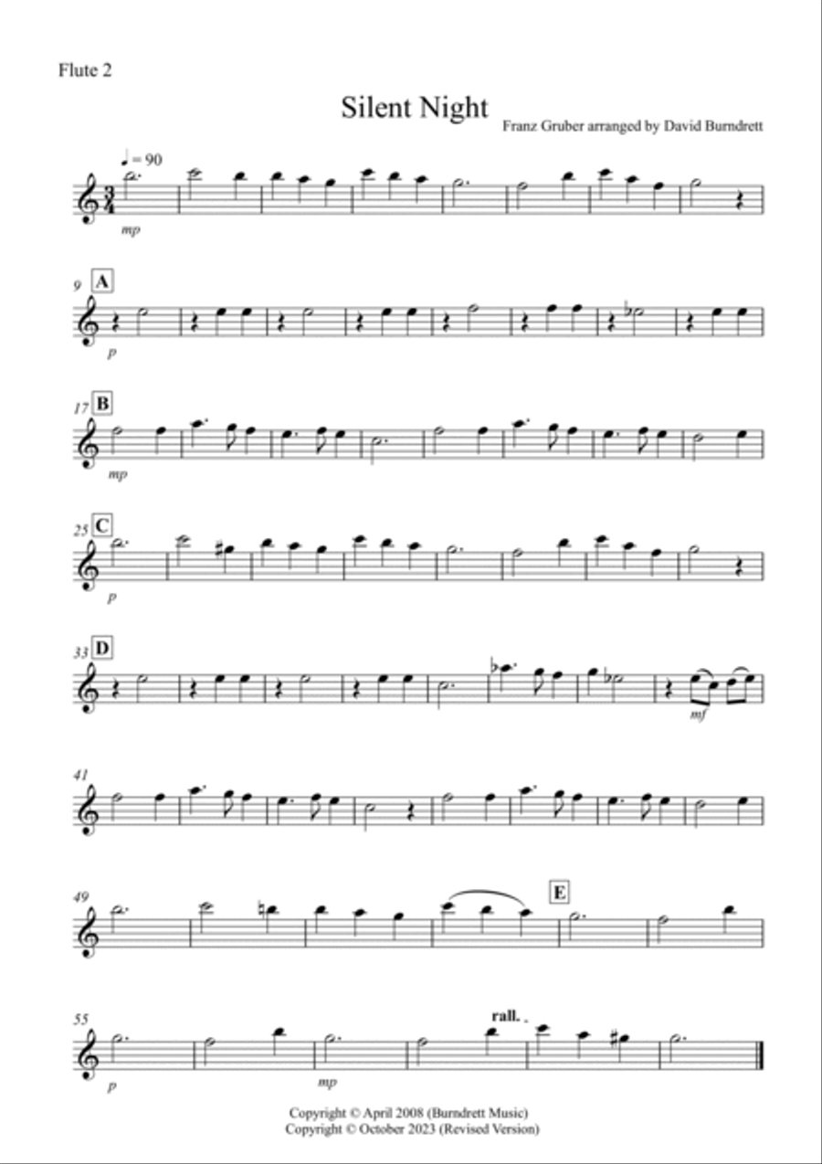 Silent Night for Flute Quartet Flute Quartet scores gallery preview page 6