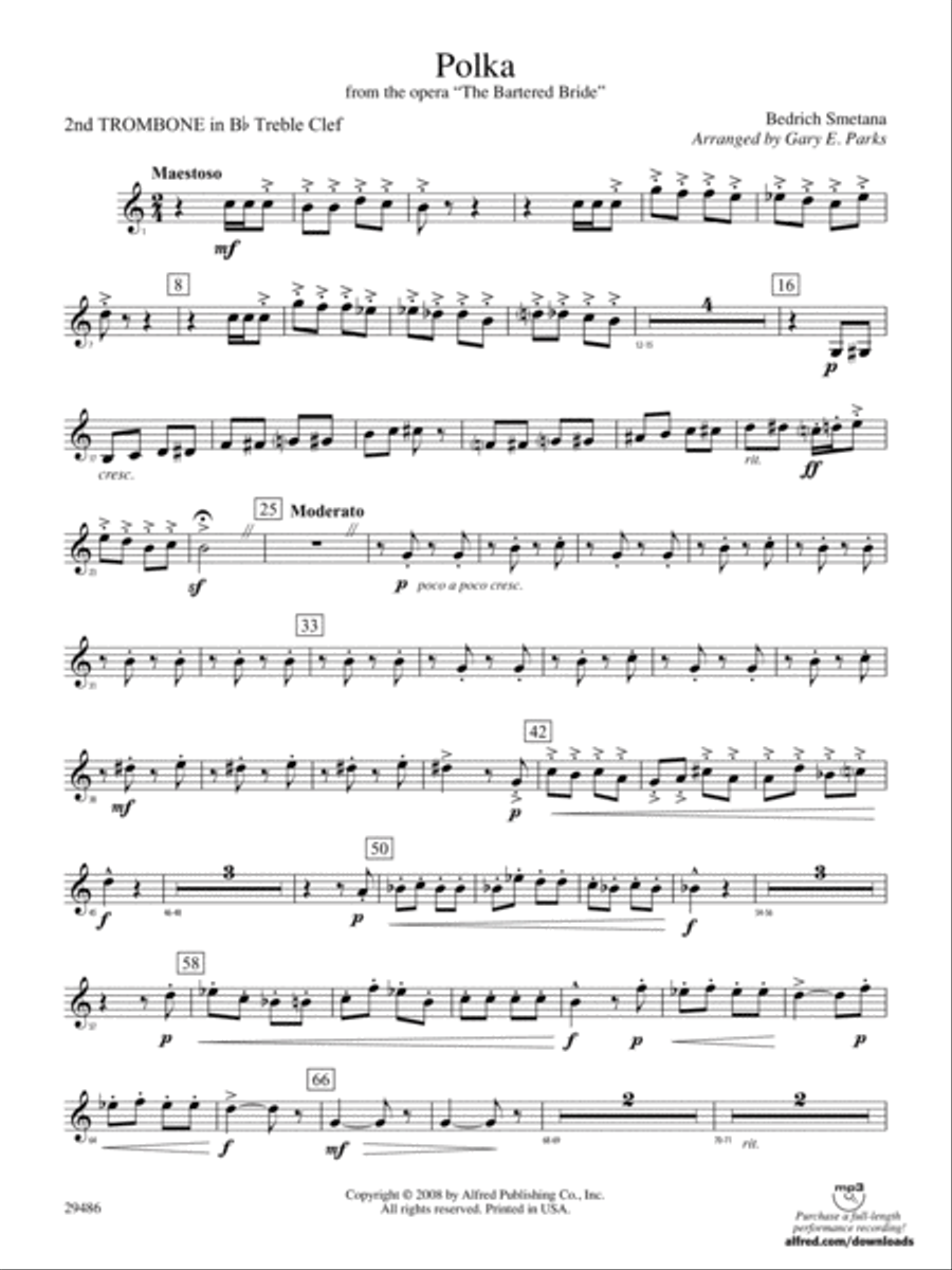 Polka from The Bartered Bride: (World Part) 2nd B-flat Trombone T.C. Concert Band scores gallery preview page 1