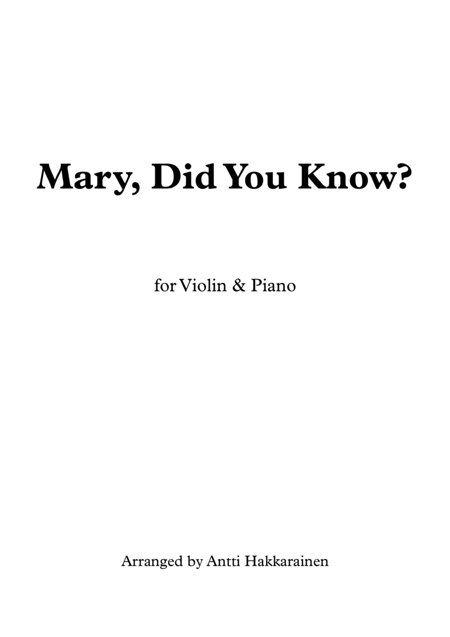Mary, Did You Know? Mary, Did You Know? Violin Solo scores gallery preview page 1