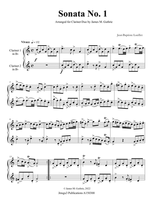 Loeillet: Six Sonatas Op. 5 No. 2 Complete for Clarinet Duo