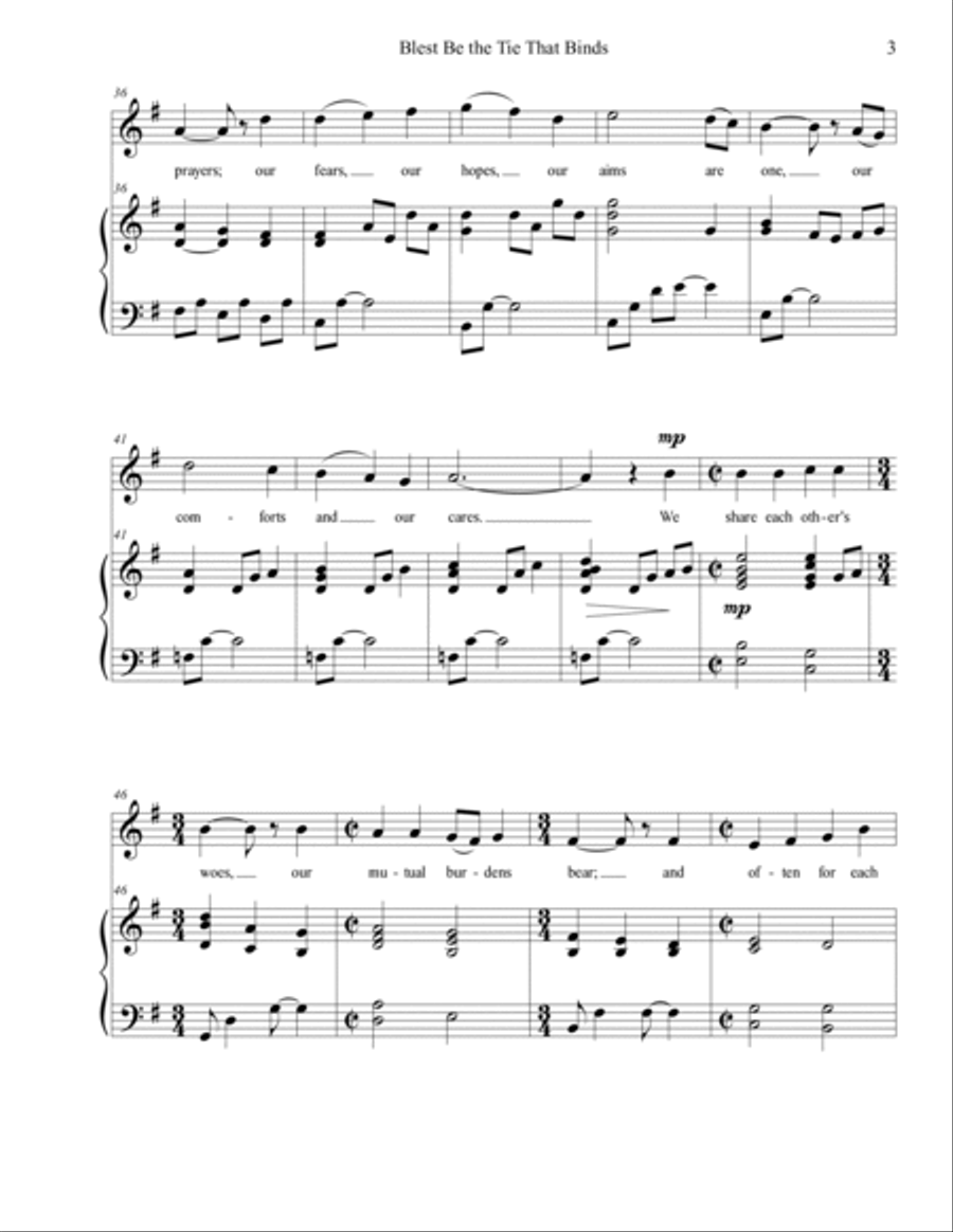 Blest Be the Tie That Binds (voice/piano), arr. Brenda Portman High Voice scores gallery preview page 3