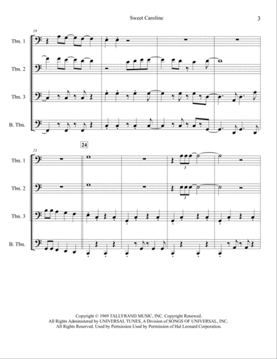 Sweet Caroline Brass Ensemble scores gallery preview page 4