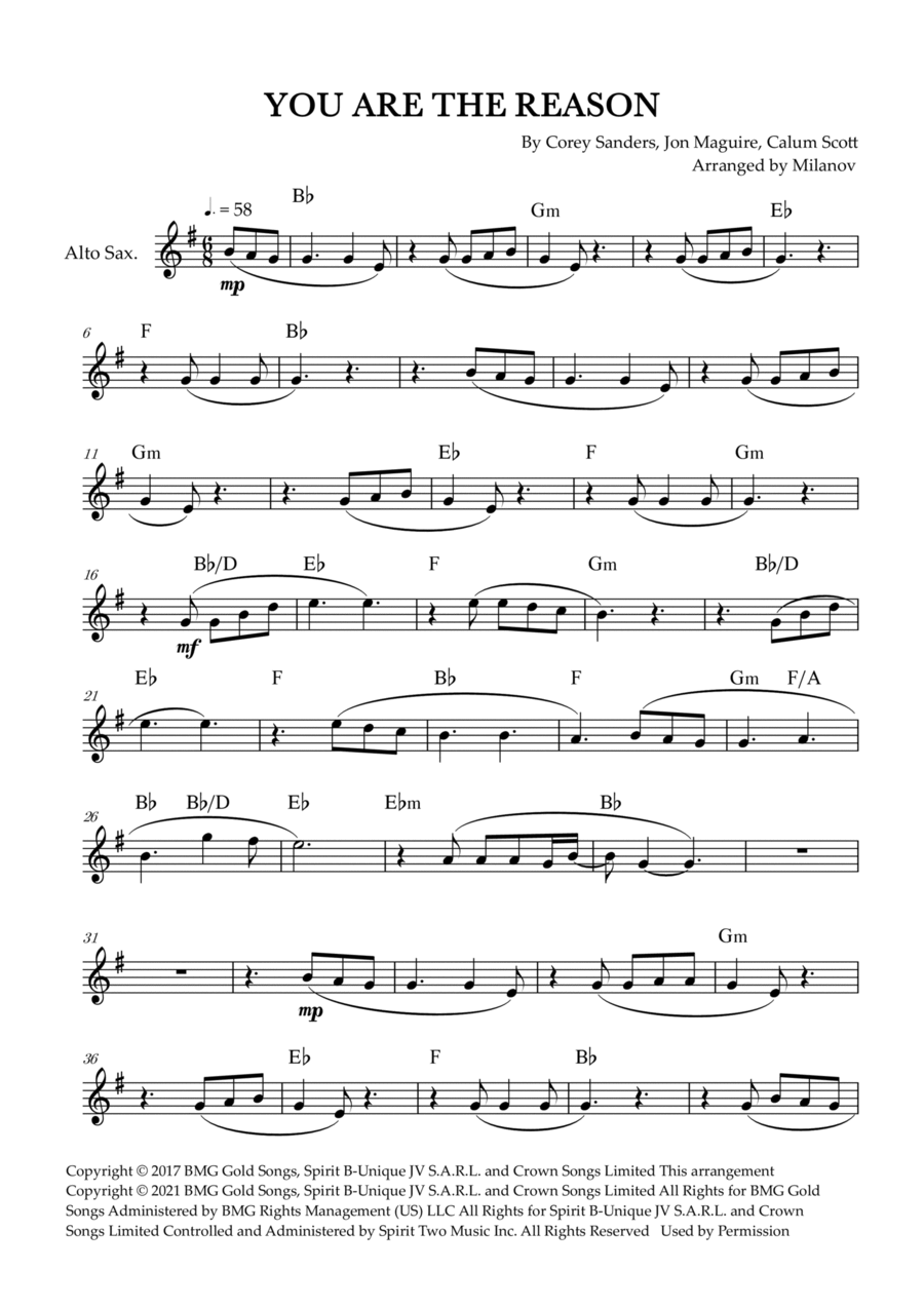 You Are The Reason Alto Saxophone scores gallery preview page 1