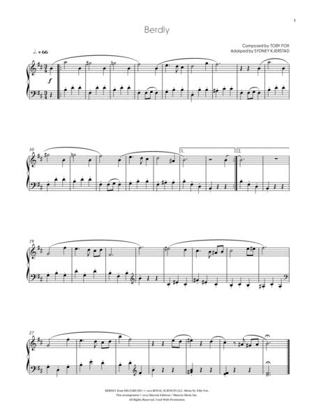 Berdly (DELTARUNE Chapter 2 - Piano Sheet Music)