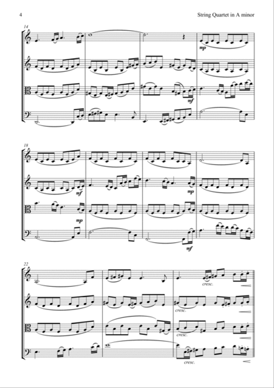 String Quartet in A minor String Quartet scores gallery preview page 4