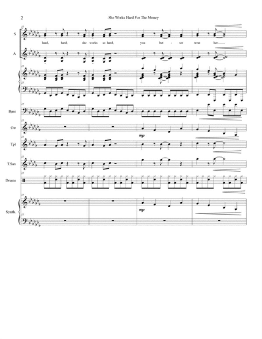 She Works Hard For The Money Tenor Saxophone scores gallery preview page 2