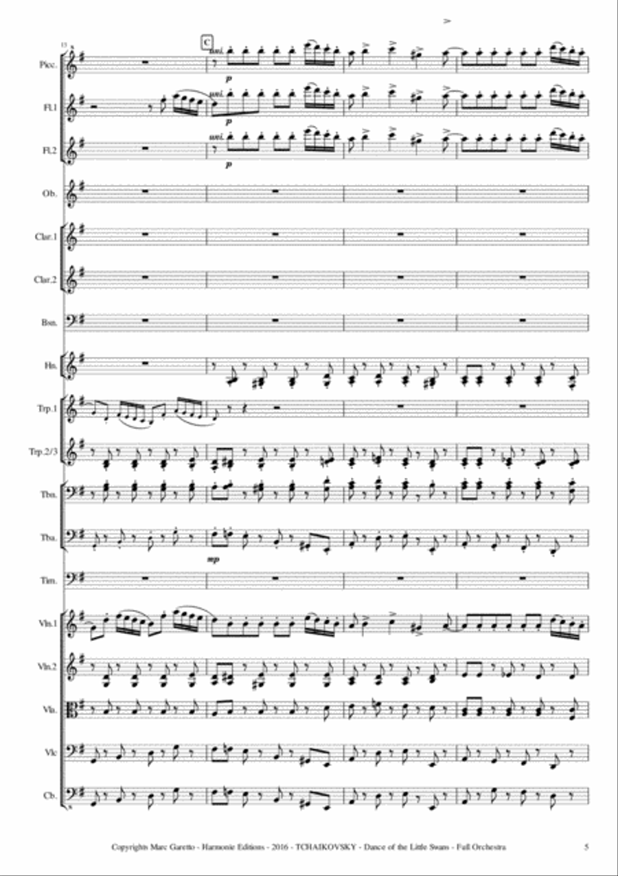 Dance of the Little Swans from SWAN LAKE - Tcha String Orchestra scores gallery preview page 5
