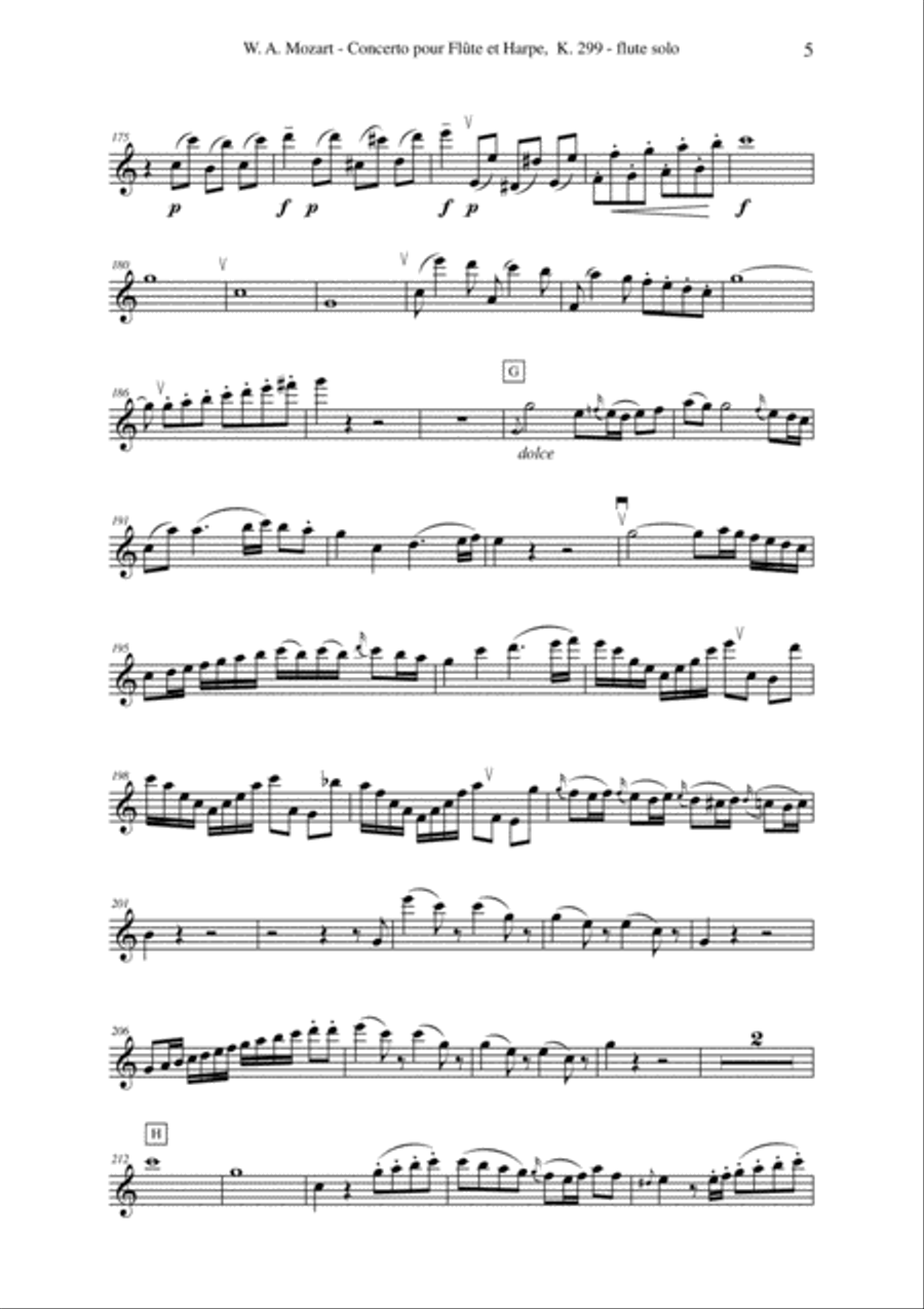 Wolfgang Amadeus Mozart: Concerto for flute and harp, K. 299, solo flute part Chamber Orchestra scores gallery preview page 5