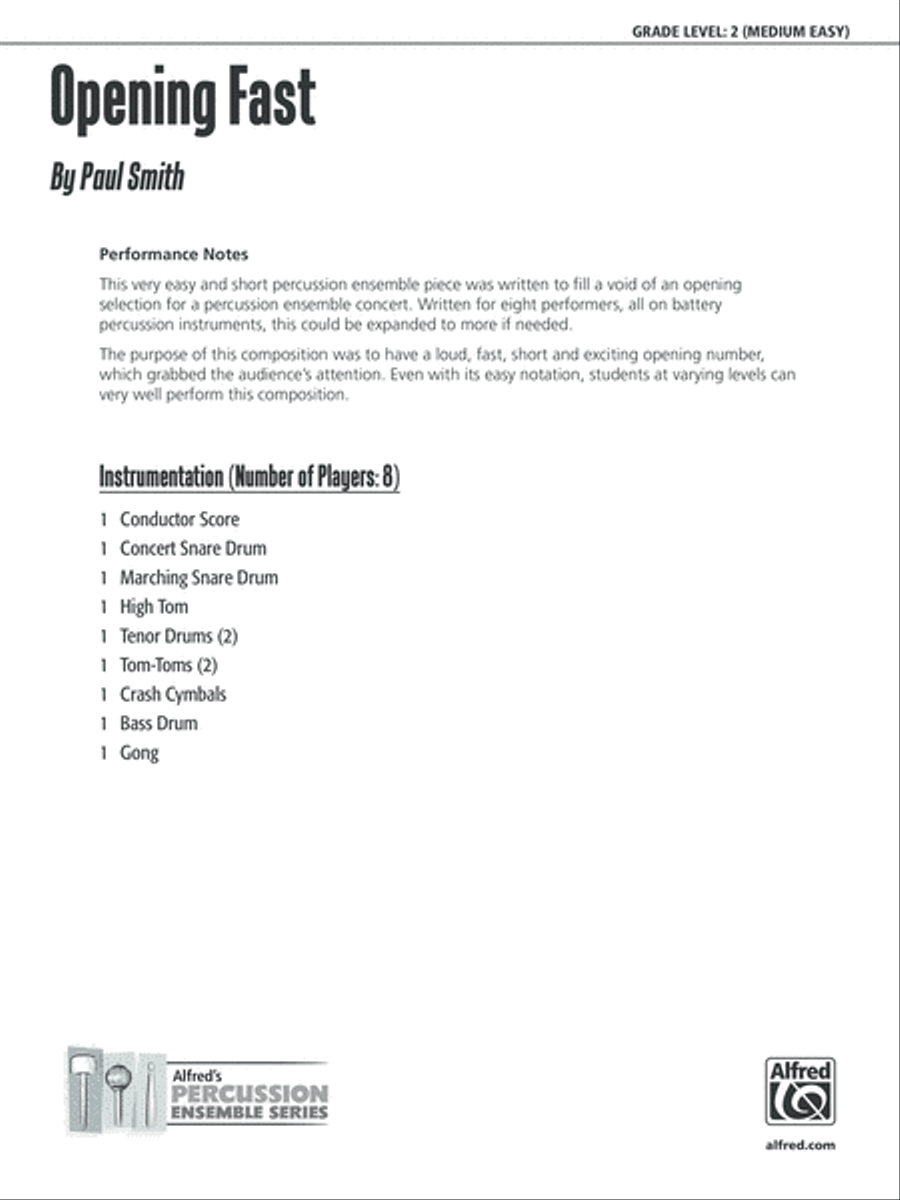 OPENING FAST/PERC ENS: Score Percussion Ensemble scores gallery preview page 1