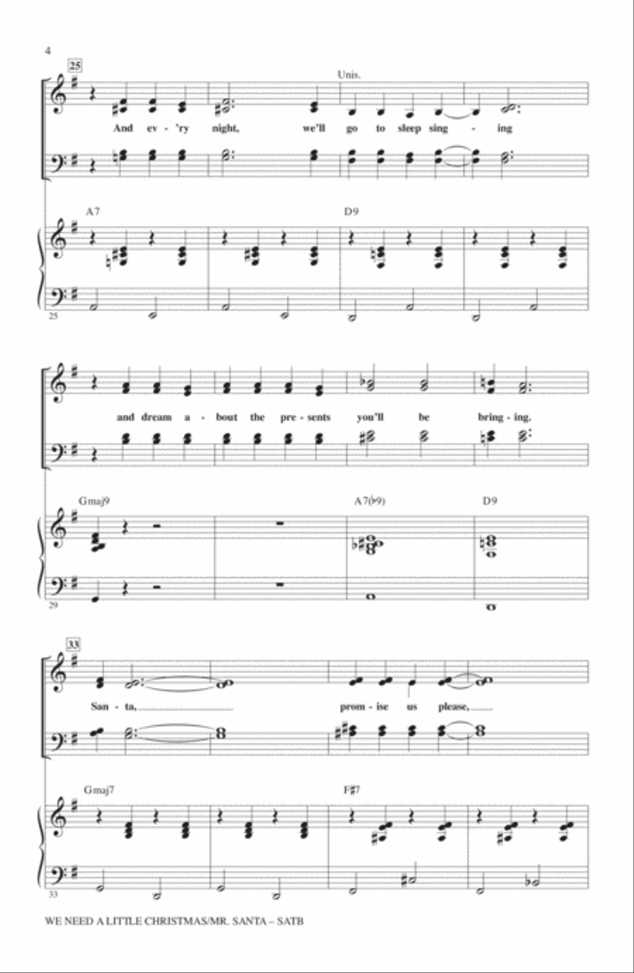 We Need A Little Christmas / Mister Santa 4-Part scores gallery preview page 3