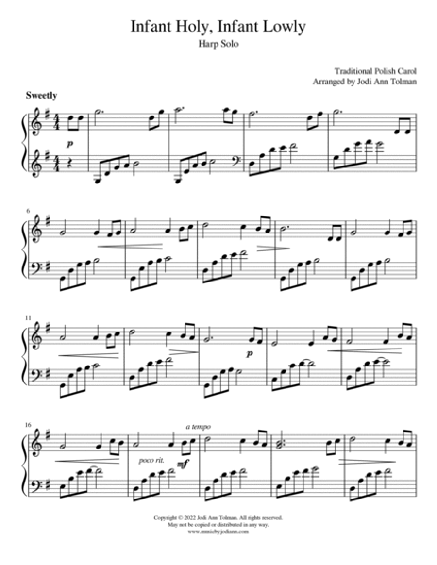 Infant Holy, Infant Lowly, Harp Solo Harp scores gallery preview page 2