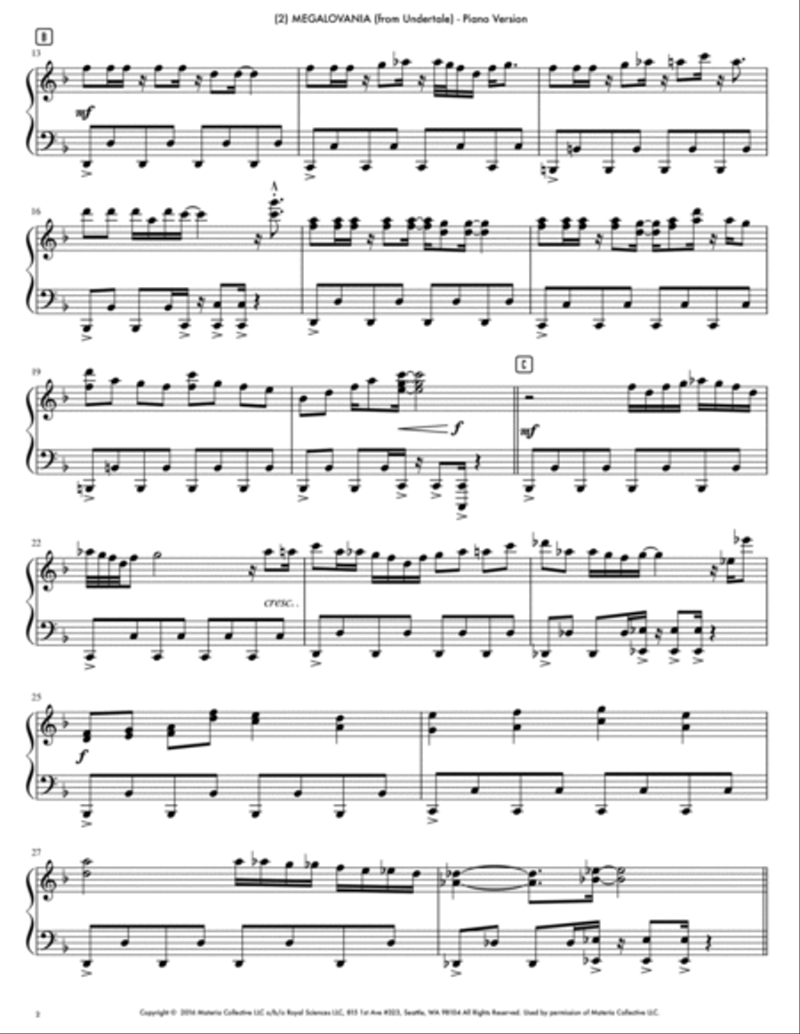 MEGALOVANIA (from Undertale) Easy Piano scores gallery preview page 2