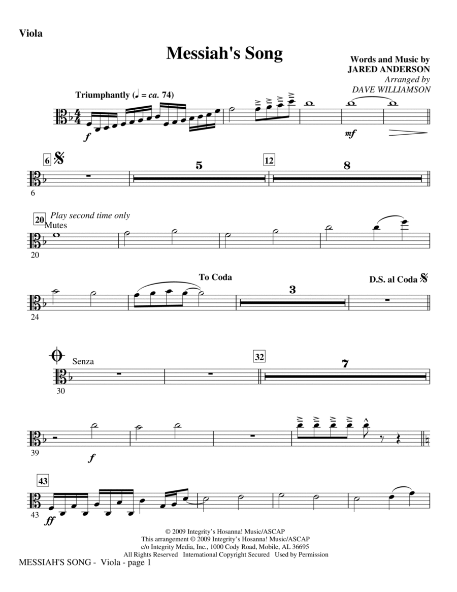 Messiah's Song - Cello Messiah's Song - Cello Choir scores gallery preview page 1