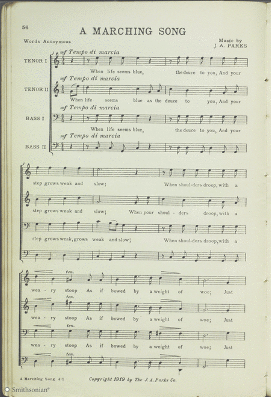 A Marching Song TTBB scores gallery preview page 1