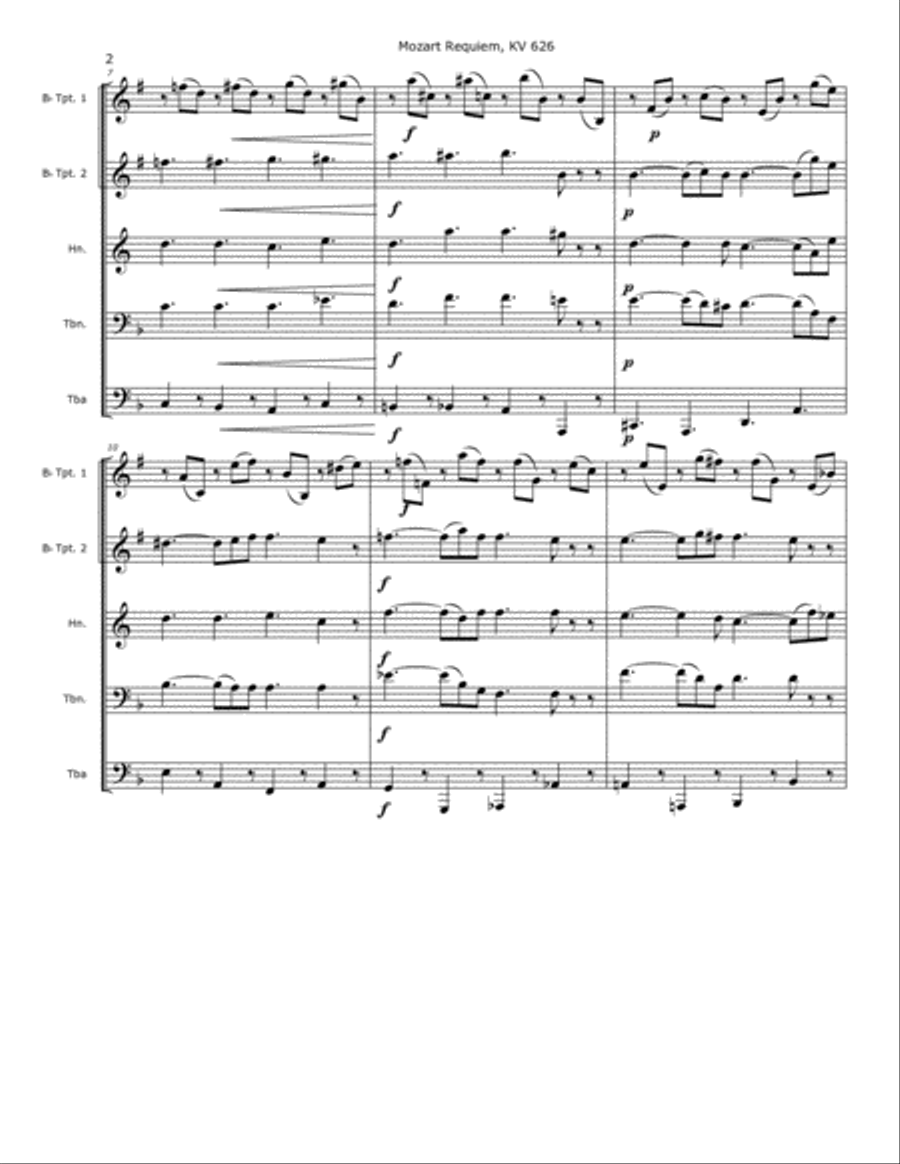 Mozart Requiem - Lacrimosa Brass Ensemble scores gallery preview page 2