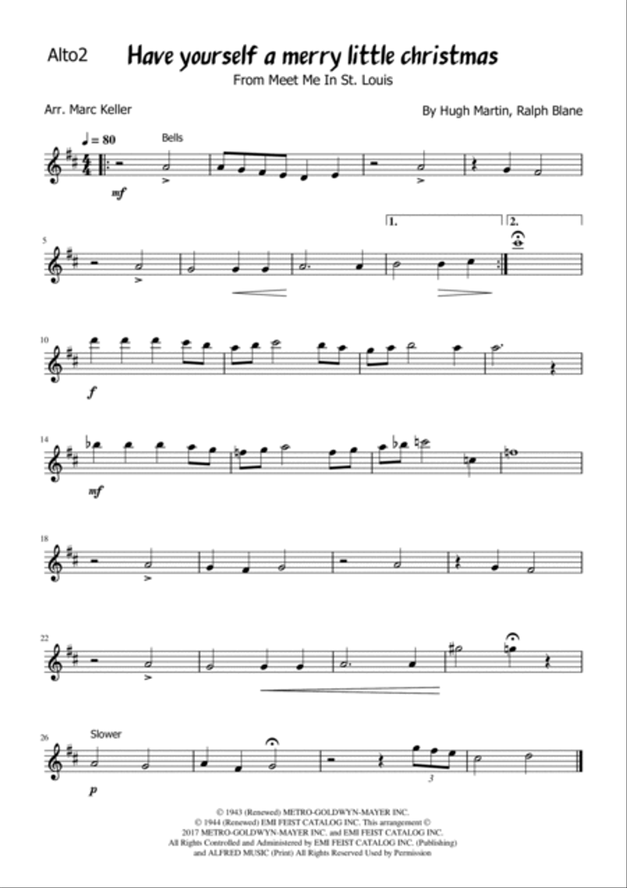 Have Yourself A Merry Little Christmas Saxophone Quartet scores gallery preview page 3