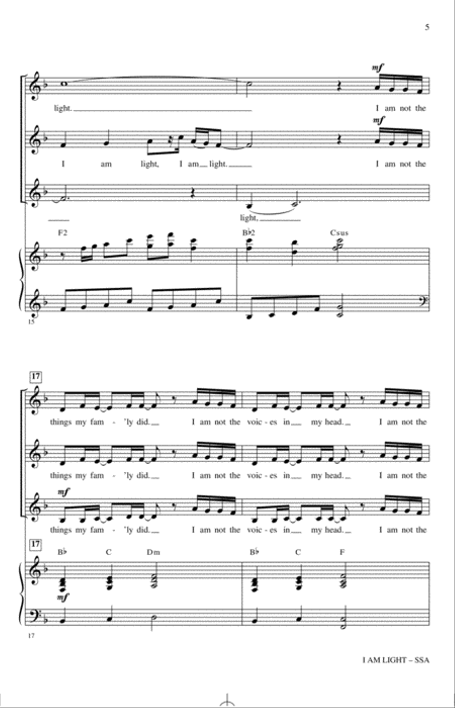 I Am Light (arr. Mark Hayes and Kimberly Lilley) SSA scores gallery preview page 4