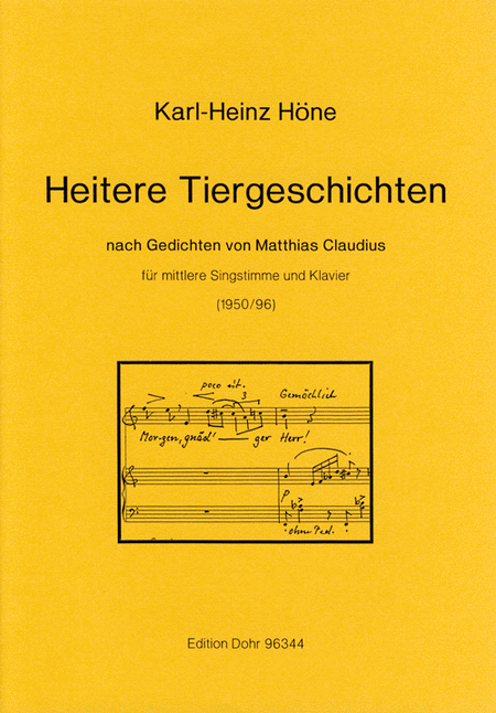 Heitere Tiergeschichten für mittlere Singstimme und Klavier (1950/1996) (nach Gedichten von Matthias Claudius)