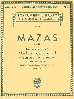 Book cover for 75 Melodious and Progressive Studies, Op. 36 – Book 2: Brilliant Studies