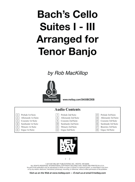 Bach's Cello Suites I-III Arranged for Tenor Banjo image number null