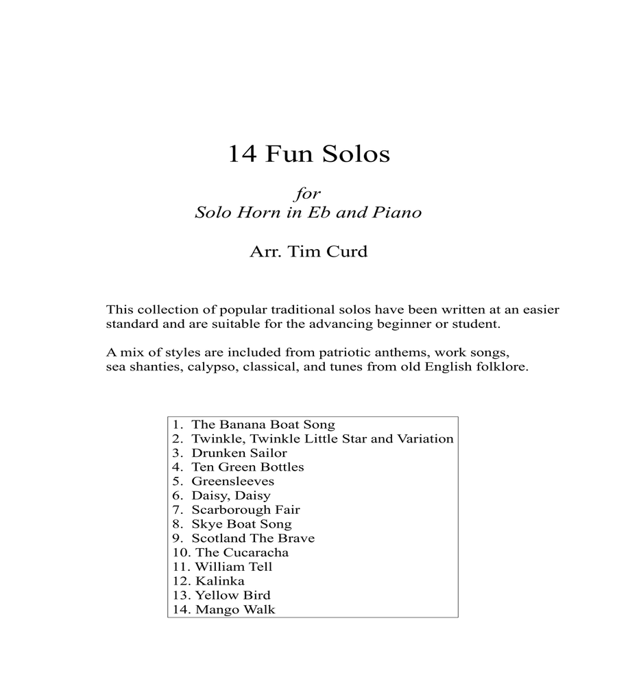 14 Fun Solos for Horn in Eb and Piano