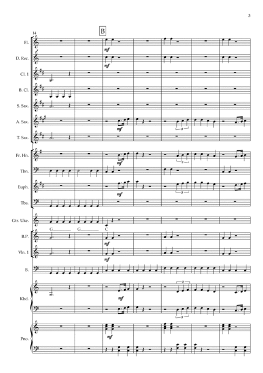 Sweet Caroline Concert Band scores gallery preview page 3