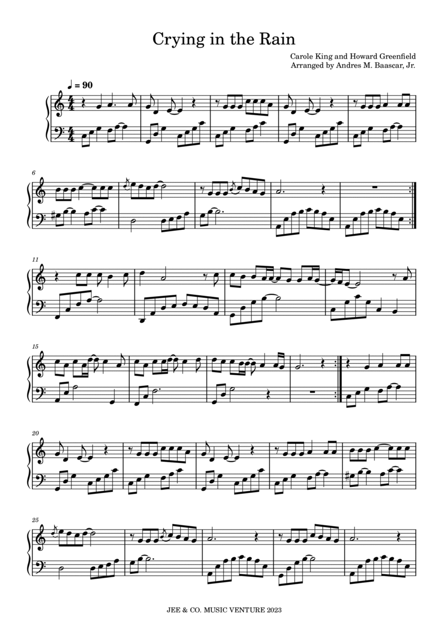 Crying In The Rain A Cappella scores gallery preview page 1