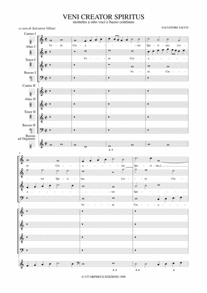 Veni Creator Spiritus. Motet for 8 Voices (SATB-SATB) and Continuo