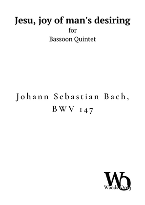 Jesu, joy of man's desiring by Bach for Bassoon Quintet