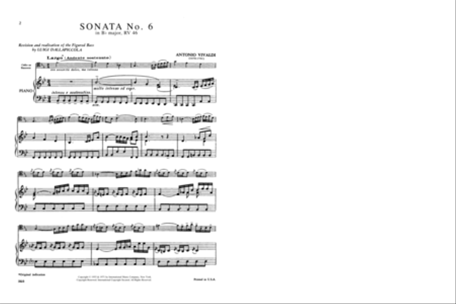 Sonata No. 6 In B Flat Major, Rv 46 Bassoon Solo scores gallery preview page 2