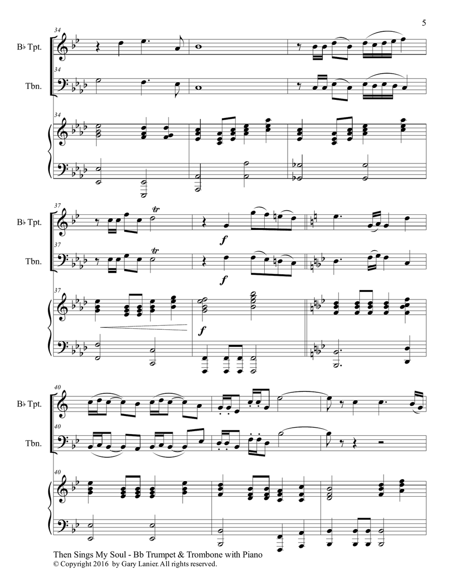 Trios for 3 GREAT HYMNS (Bb Trumpet & Trombone with Piano and Parts) Trios for 3 GREAT HYMNS (Bb Trumpet & Trombone with Piano and Parts) Brass Duet scores gallery preview page 6
