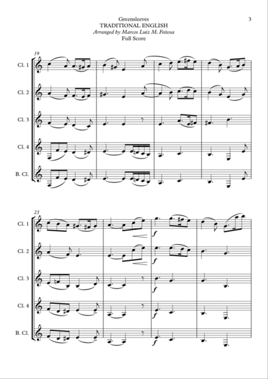 Greensleeves - Clarinet Quintet Clarinet Quintet scores gallery preview page 5