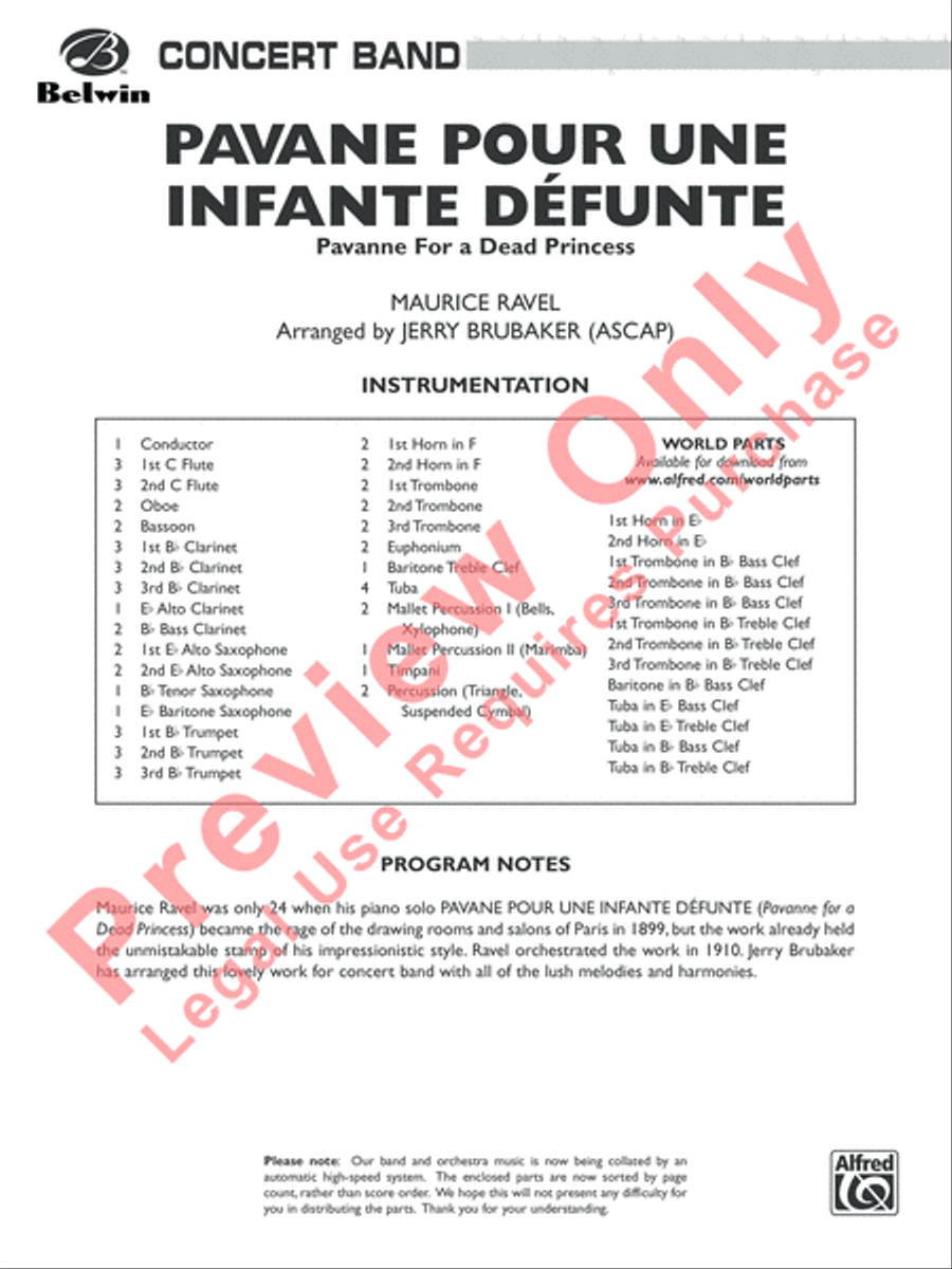 Pavane Pour Une Infante Defunte (Pavanne for a Dead Princess) Concert Band scores gallery preview page 2