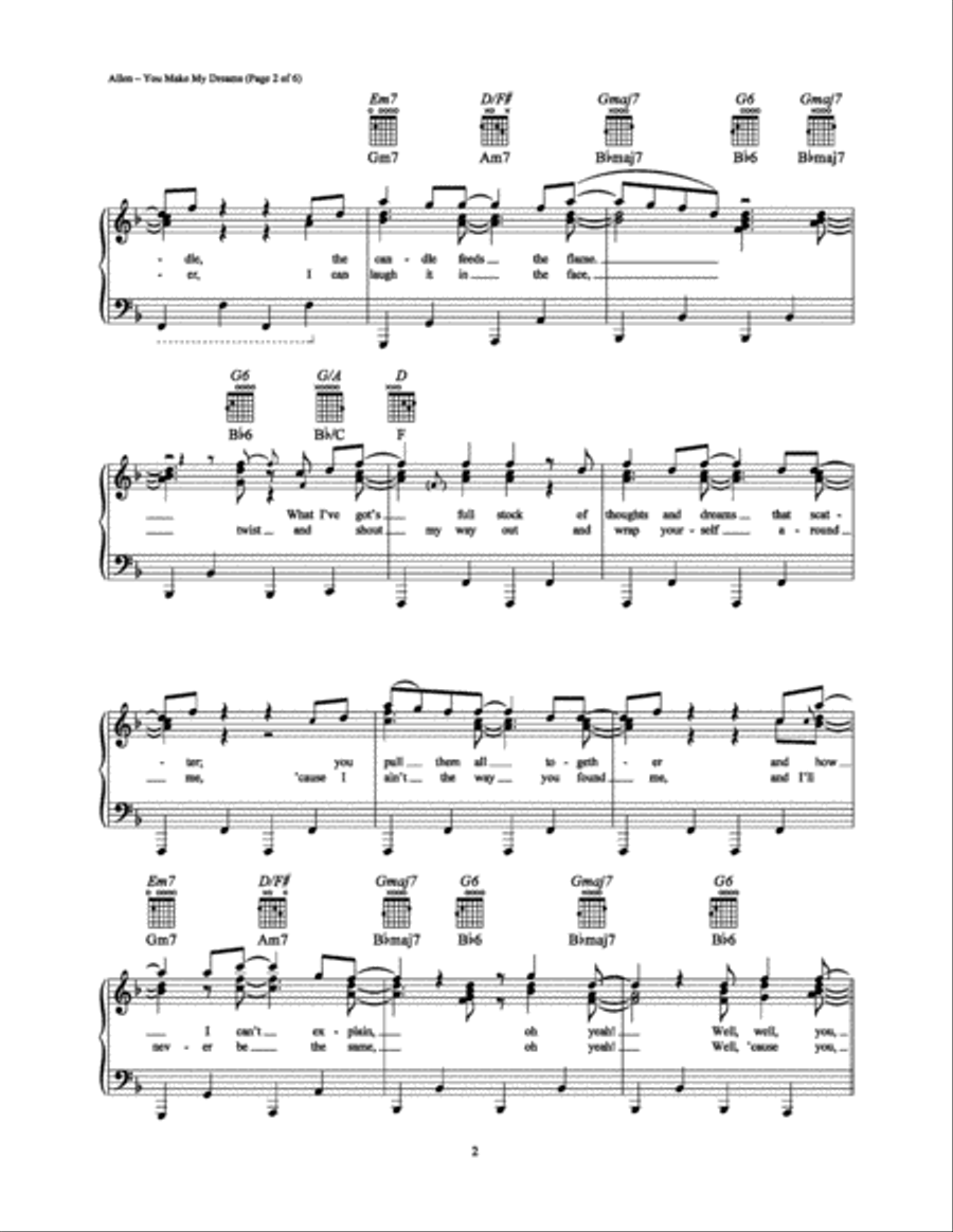 You Make My Dreams Piano, Vocal, Guitar scores gallery preview page 2