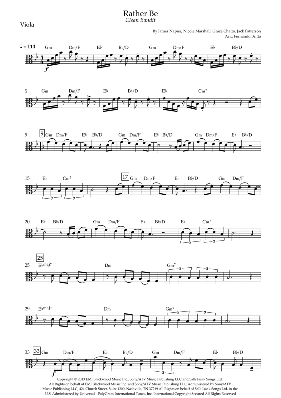 Rather Be Viola Solo scores gallery preview page 1