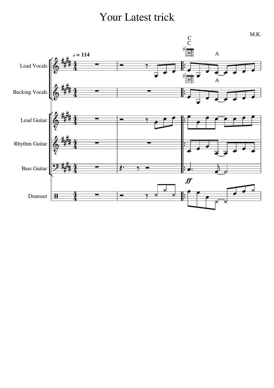 Your latest trick alto shop sax sheet music
