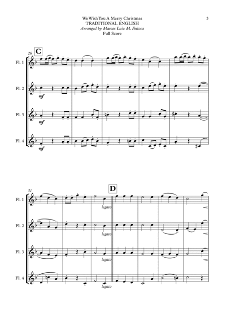 We Wish You A Merry Christmas - Flute Quartet Flute Quartet scores gallery preview page 5