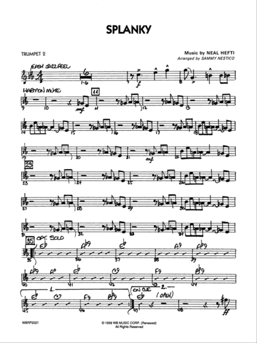 Splanky: 2nd B-flat Trumpet Jazz Ensemble scores gallery preview page 1