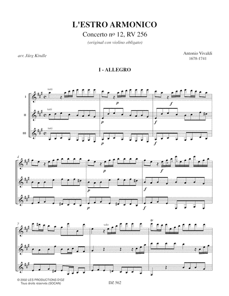 L'Estro Armonico, Concerto no 12, RV 265