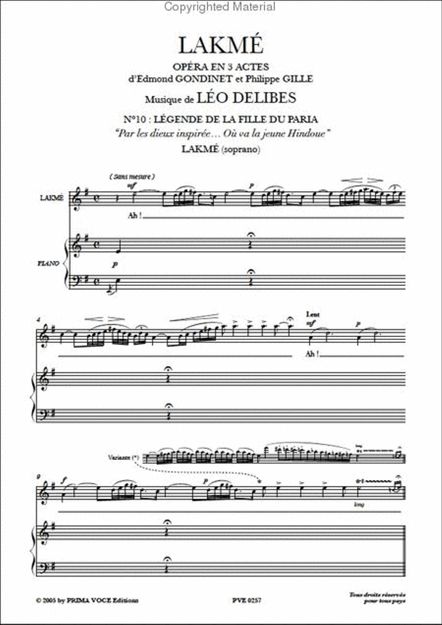 Ou va la jeune Hindoue from Lakme Soprano Voice scores gallery preview page 2